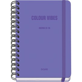 Dohe - School Agenda 2025 2026 - Weekly Overview, Size A5 (15 x 21 cm), Spanish and English, Double Spiral Binding and Elastic Band, Hard Cover, 4 Sticker Pages - Colour Vibes Purple