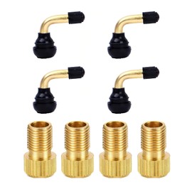 IPNSDON 4 Piece Motorcycle Valve Valve with Four Bike Taps Brass Corner Valves Snap On for Cars, Motorcycles, Bikes and Scooters