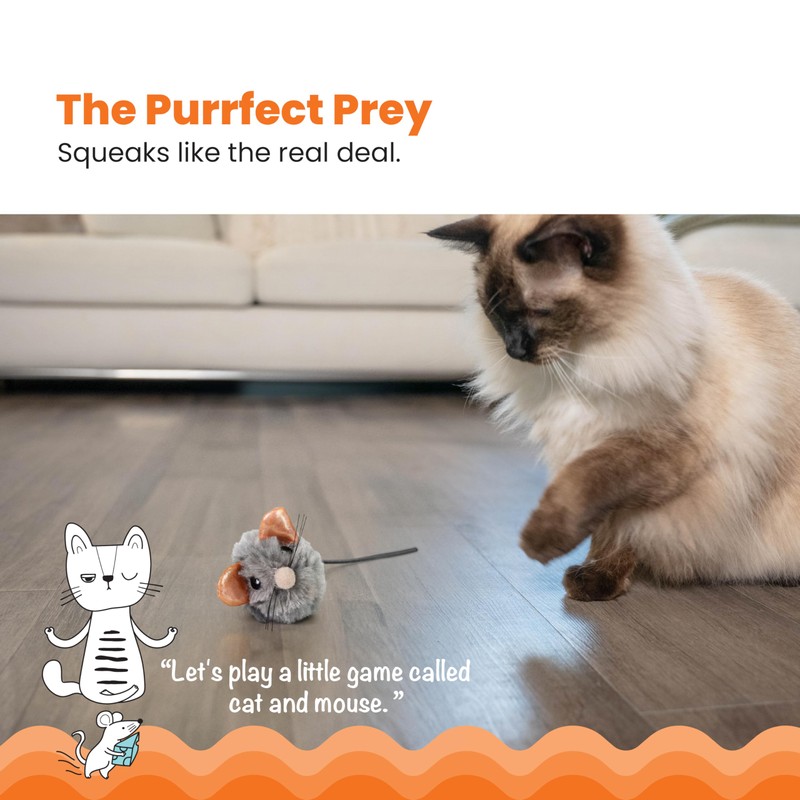 Catstages Squeak Squeak Mouse Cat Toy with Touch-Activated Sound &