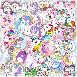 Huaxintoys 100 Sheets Unicorn Theme Sticker Set, Waterproof Vinyl Stickers for Decoration, Car, Laptop, Motorcycle, Bicycle, Water Bottle, Phone, Skateboard Sticker for Teenagers, Girls, Children