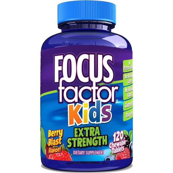 Focus Factor Kids Extra Strength Daily Chewable for Brain Health