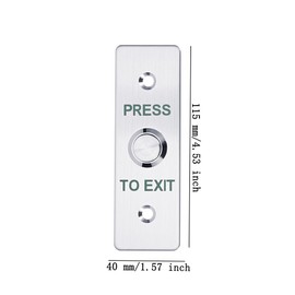 Stainless Steel Push to Exit Button - 12V DC Push to Exit Switch,NO/COM Outputs, Surface Mount Request-to-Exit Device for Access Control Systems