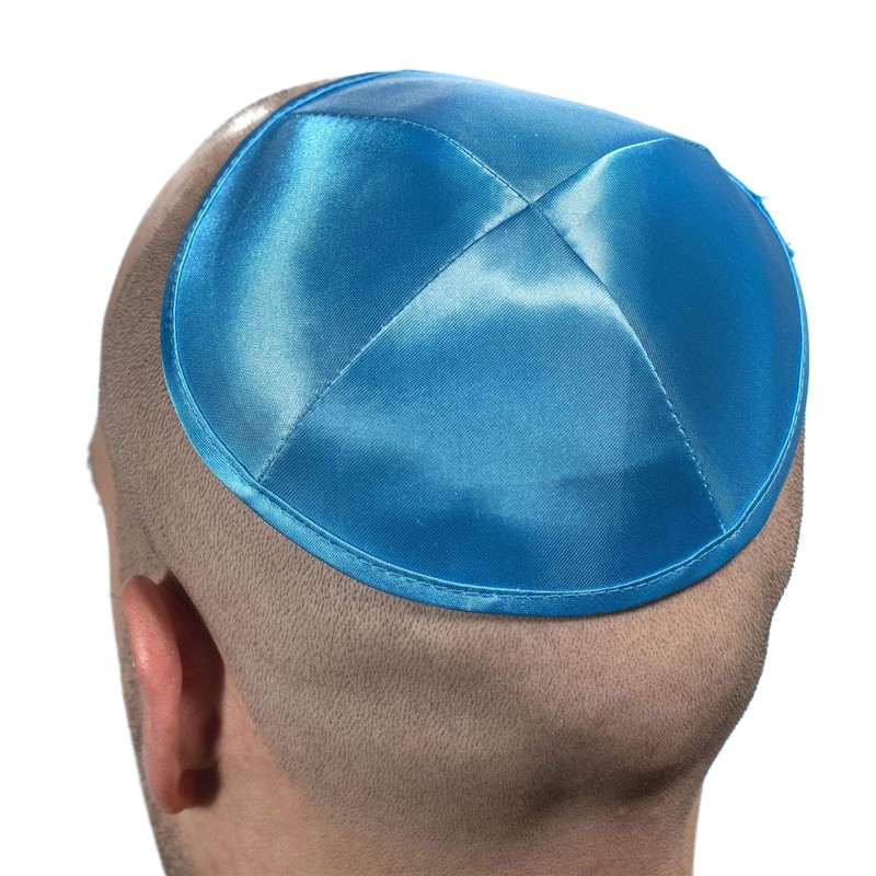 Satin 20 cm Sky Blue Kippah Jewish Cap Judaica Kipa