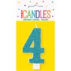 Glitter Number 4 Birthday Candle - 3" | Assorted Color