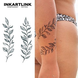 INKARTLINK Magic Tattoo 2 Sheets, Waterproof, Semi-permanent, Long-lasting, Temporary, Simple Fake Tattoo Sticker, Two Branches Tattoo, Juice Tattoo, Party Tattoo, Art Tattoo - Specification: E221