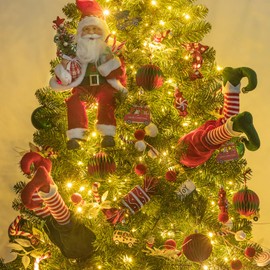 KI Store 4pcs Christmas Elf Legs Christmas Tree Decor 60cm Elf Leg Picks for Xmas Tree Floral Arrangement Planters