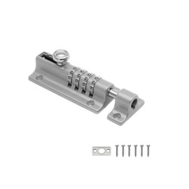 Sliding Bolt Door Lock (COMBI4) - 4-Wheel Combination Bolt Door Lock - Weatherproof Die-Cast Housing - Tamper-proof Slide Bolt - High Security Gate Lock for Home and Garages (Grey-1)