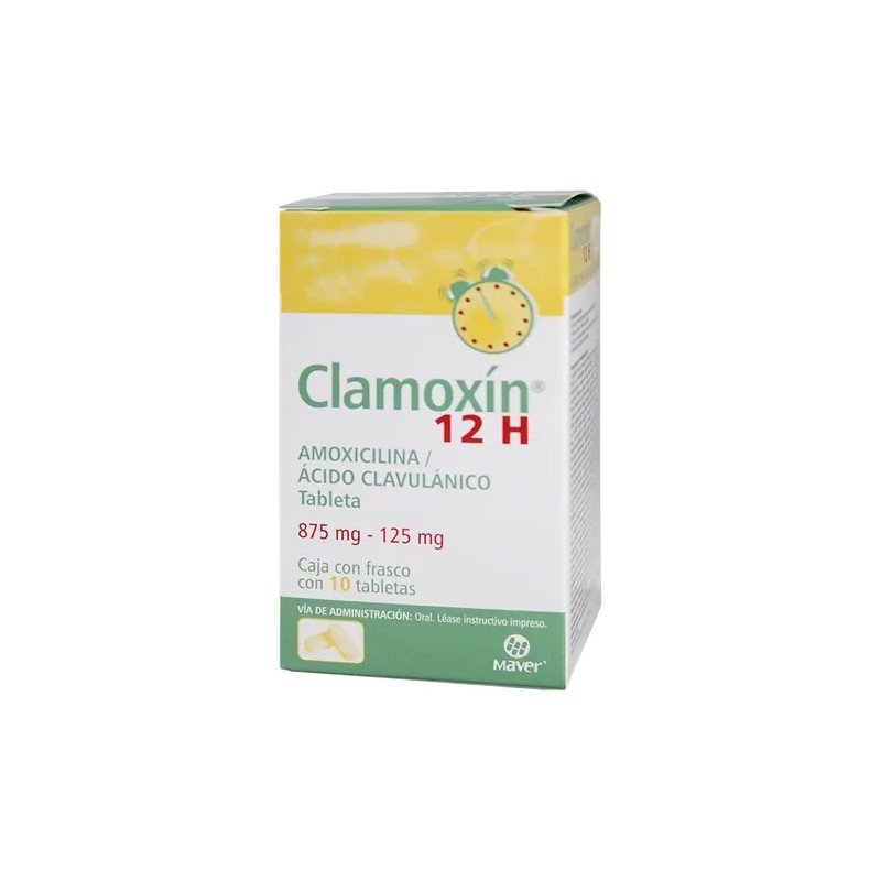 Clamoxin 12h Tabletas 875 Mg/125 Mg, 10 Tabletas