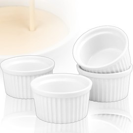 4 x Bowls, Diameter 9 cm, Made of Ceramic, Oven-Safe, Creme Brulee Dessert Bowl, Pasties, Tapas, Soufflé Casserole Moulds (Pack of 4)