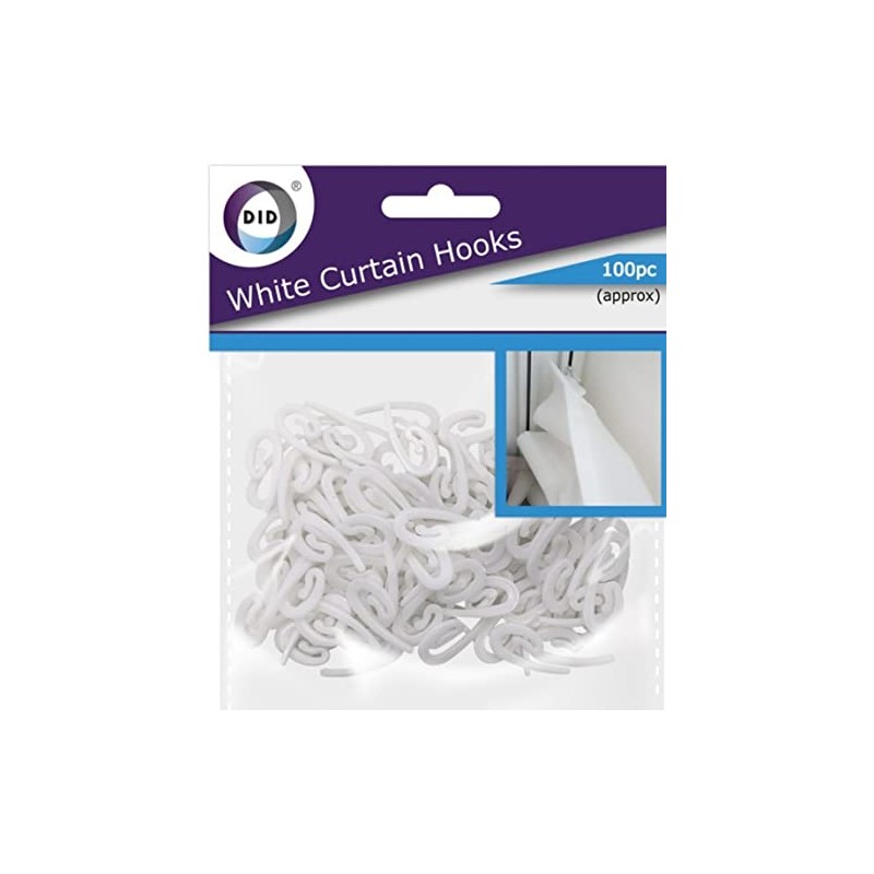 Primes DIY White Plastic Curtain Hooks for Door Curtain, Window