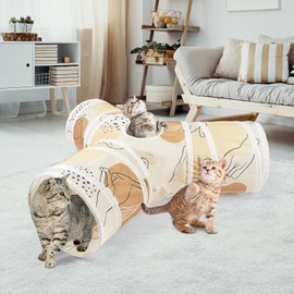 Cat Tunnel, Cat Tunnels for Indoor Cats, 3 Way Peekaboo Cat Cave with Toy Ball, Foldable Cat Tubes and Tunnels for Cats, Rabbit, Puppy, Guinea Pig