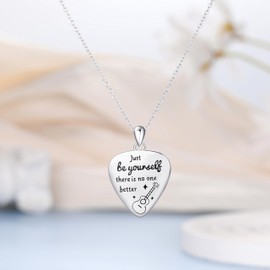 HolaJune Sterling Silver Quotes Guitar Pick Necklace TS Inspirational Jewelry Accessories Inspired Fans Gift Merch