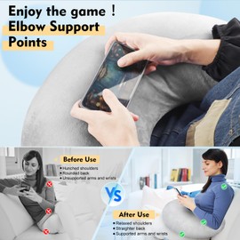Reading Gaming Pillow Arm Rest for Bed Adult Kid: Lap Desk Pillow for Sitting in Bed/Sofa/Floor-Compact Arm Support Pillow for Reading/Gaming/Working/Crocheting Improve Sitting Posture&Reduce Fatigue