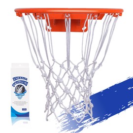 EMEKIAN Sports Basketball Net, Heavy Duty Heavy Duty Replacement Basketball Net for All Weather Indoor/Outdoor, 12 Loops for Professional Standard Size, Ball Needle 1 Piece (White (1pc))