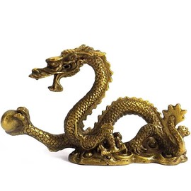 Dragon Figurine Copper 4 Equal Single Dragon [Feng Shui Good Luck Goods Feng Shui Goods Feng Shui Items/Dragons/Figurine/Decor/Toppers/Good Luck]