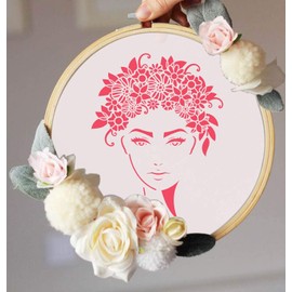 CrafTreat Flower Girl Stencil for Painting on Wood Reusable - Flower Girl - 6X6 Inches - Girl Face Stencil for Crafting - Face Stencils for Art Journals