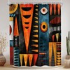 African American Shower Curtain Abstract Boho Tribal Bathroom Curtain Set