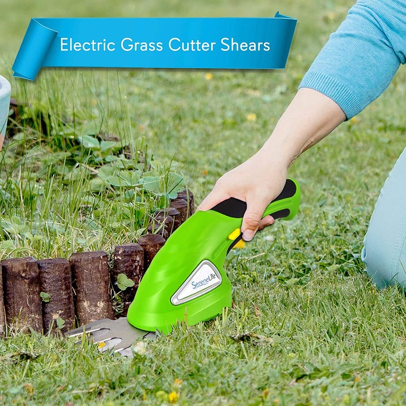 SereneLife Cordless Hedge Trimmer Handheld Grass Cutter Shears Electric Shrub