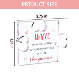 Engraved Acrylic Block Piece for Uncle from Niece Nephew Thank You Gift for Uncle Heartwarming Birthdy Christmas Acrylic Keepsake Desk Decorations