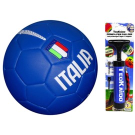 Football Italy for Training or Game Size 5 Diameter 23 cm Size 5 with Portable Pump for Quick Inflation with Extension 2 Needles and an Augello