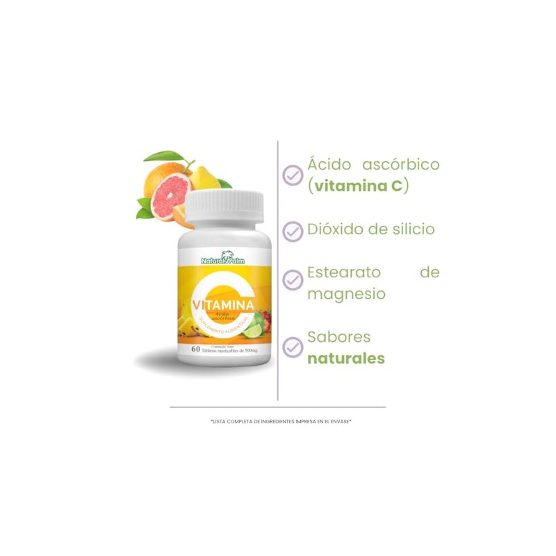 Vitamina C 500mg tabletas masticables bajas en azúcar, suplemento alimenticio,