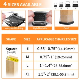 Ezprotekt Chair Leg Sliders for Carpet, 24 Pcs Square Chair Glides for Carpet, Carpet Furniture Pads Stool Leg Protectors Caps, Carpet Furniture Glides Quickly and Easily (M Fit: 0.75" - 1")