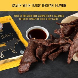 Aufschnitt Grass Fed Beef Jerky - Low Sodium, Certified Kosher - Made in USA - Keto Friendly - 12 Pack, Teriyaki