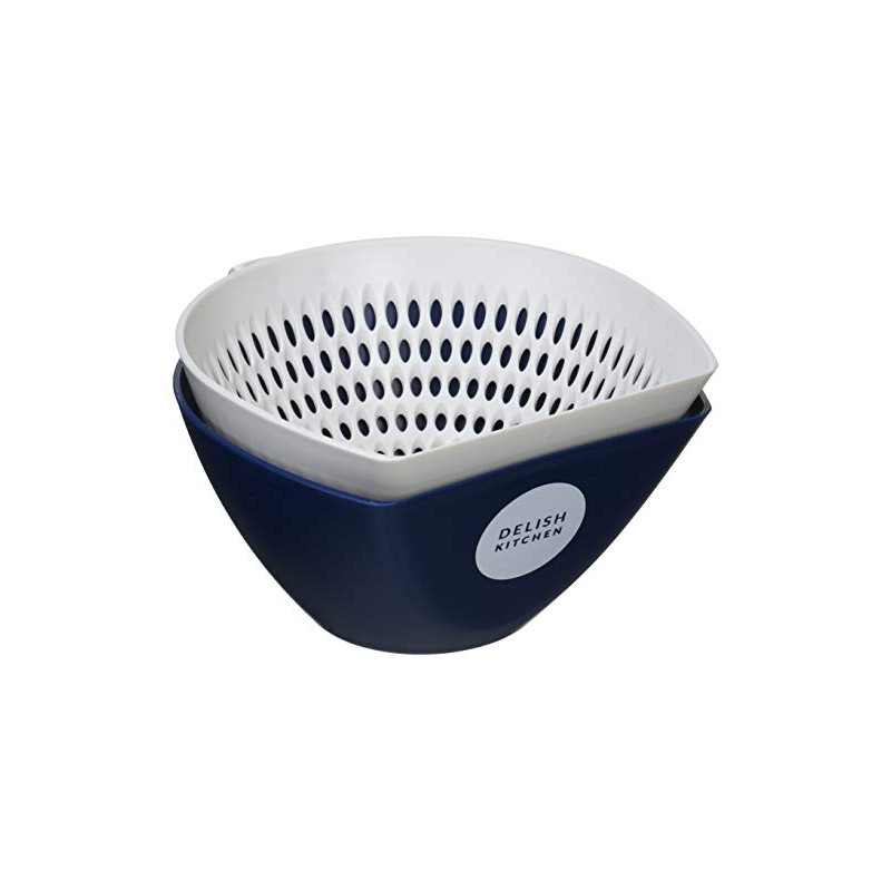 DELISH KITCHEN Pearl Metal Chilitori Colander Bowl, Small, Navy