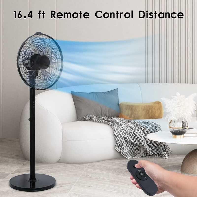 Simple Deluxe 16 Inches Stand Fan with Pedestal Base, Height