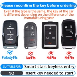 Tukellen for Dodge Key Fob Cover Genuine Leather Key Case Cover Protector Compatible with Dodge Ram 1500 Key Shell