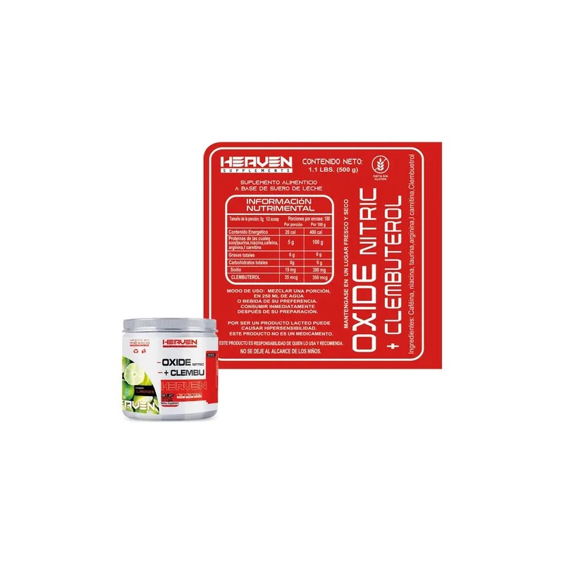 Suplemento Pre Entreno Polvo Limón Óxido Nítrico Clembuterol 500g Mr.