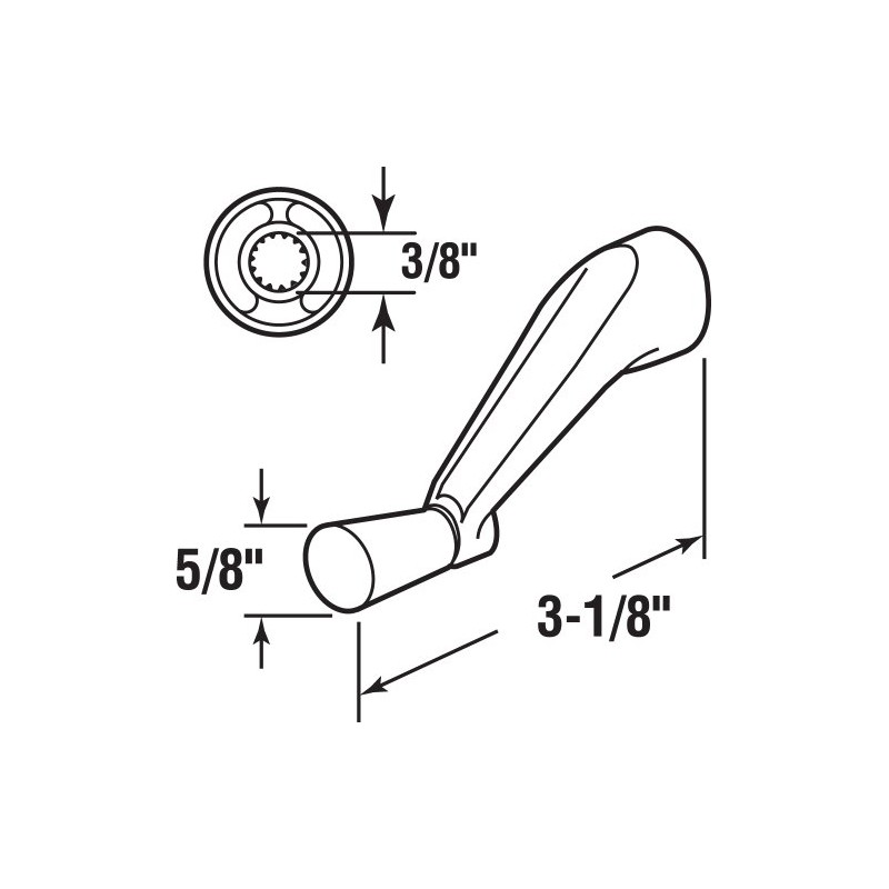 Prime-Line H 3966 Spline Socket Crank Handle, Stone, Smooth 360-Degree
