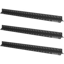 KEILEOHO 3 Pack Architectural Scale Ruler, 12 Inches Imperial Aluminum Architect Scale, Laser-Etched Triangular Drafting Ruler Drawing Ruler Tools for Architects, Engineers, Contractors, Black