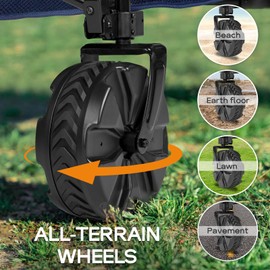 PORTAL Collapsible Double Decker Wagon, Foldable Wagon Cart with 54” Lower Decker, Folding Beach Wagon with Big Wheels, Utility Outdoor Portable Wagon for Camping, Garden, Shopping, Groceries, Blue