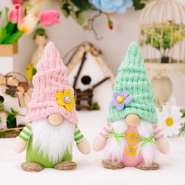 Pack of 2 Gnome Spring Decoration Spring Decoration Spring Gnome Flower Gnome Figures Decoration Spring Doll Flower Decoration Spring Decoration Figures Plush Dolls Gifts for Children Mum Mother's Day