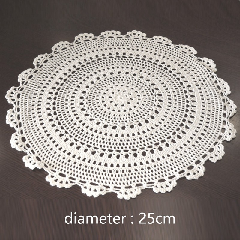 UOOOM 2 pcs Handmade Crochet Hollow Tablecloth Round Cotton Lace