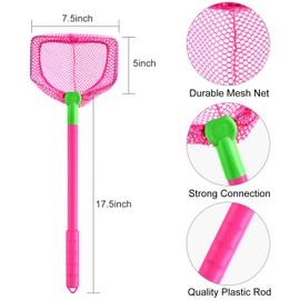 Coopay 4 Pieces Kids Fishing Net Catching Bug Fish Butterfly Nets Beach Toys for Kids Outdoor Playing (Green, Rose Red)