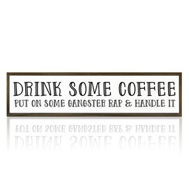 Funny Coffees Decor, Modern Farmhouse Table Shelf Decoration, Sarcastic Humor Decor for Home, Kitchen, Cafe, Coffee Station, Drink Some Coffee Sign, 17.8x4x1.2 inches