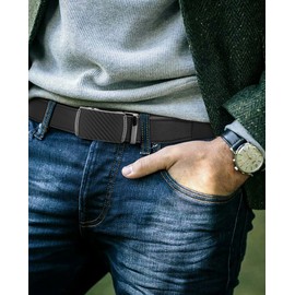 CHAOREN Men’s Automatic Leather Ratchet Belt without Holes, for Business Suit, 35 mm, Adjustable Size