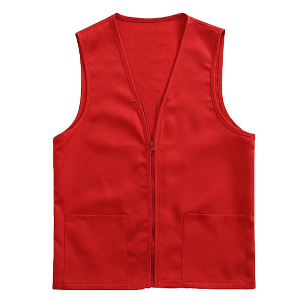 TopTie Adult Volunteer Activity Vest Supermarket Uniform Vests Clerk Workwear-Red-M