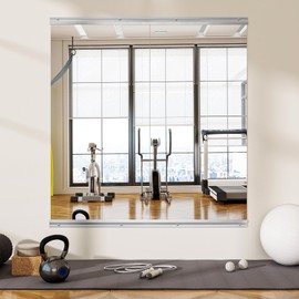 VooBang Home Gym Mirror - 2 PCS 24×48 inches, Large Wall Mounted Frameless Full Length Body Mirror for Dancing Studio, Exercise, Fineness, Yoga, Tempered Glass