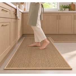 Washable Kitchen Runner Rug for Floor – Non-Slip Rubber Backed Faux Sisal Mat for Kitchen, Doorway & Indoor Use