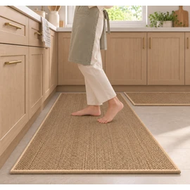 Washable Kitchen Runner Rug for Floor – Non-Slip Rubber Backed Faux Sisal Mat for Kitchen, Doorway & Indoor Use