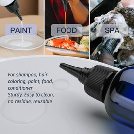 Tekson Hair Color Applicator Bottles, 5 Pack Refillable Squeeze Bottle, Empty Plastic Twist Top Cap Bottles (3.4 OZ, Blue)