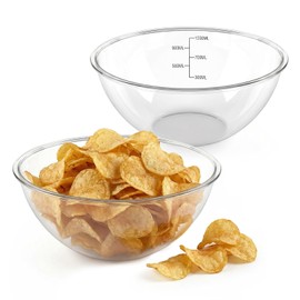OIEKUN 84 oz Clear large Plastic Chip Bowls (2 Pack) - Serving Bowls for Party Plastic Serving Bowls Snack Salad Bowl Small Party Candy Bar Containers Taco, Bar Serving Dishes for Buffet Chips Fruit
