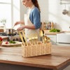 YBEATY Wicker Flatware Silverware Caddy, Plastic Woven Kitchen Cutlery Organizer