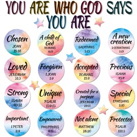 Qyeahkj Christian Bulletin Board Decoration God Says You Are Religious Classroom Wall Decor Watercolor Motivational Quote Cutout Inspirational Bulletin Board Set for Sunday School Home Church Supplies