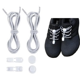 Figure And Fit 2 Pairs Elastic No Tie Shoelaces, elastic Shoe Laces No Tie Elastic Lock Shoelaces for Kids,Adults,Runners,Disabled (White)