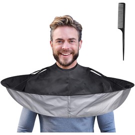 Lictin Hair Cloak Cape Black - Haircut Cape Umbrella Waterproof Hair Cloak Barber Cape Foldable Hairdressing Umbrella Cape Apron with 1PCS Black Comb, for Adults and Kids Salon and Home Use