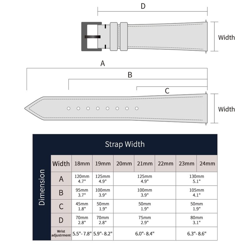 JWNSPA Top Grain Leather Watch Band - Quick Release Brushed